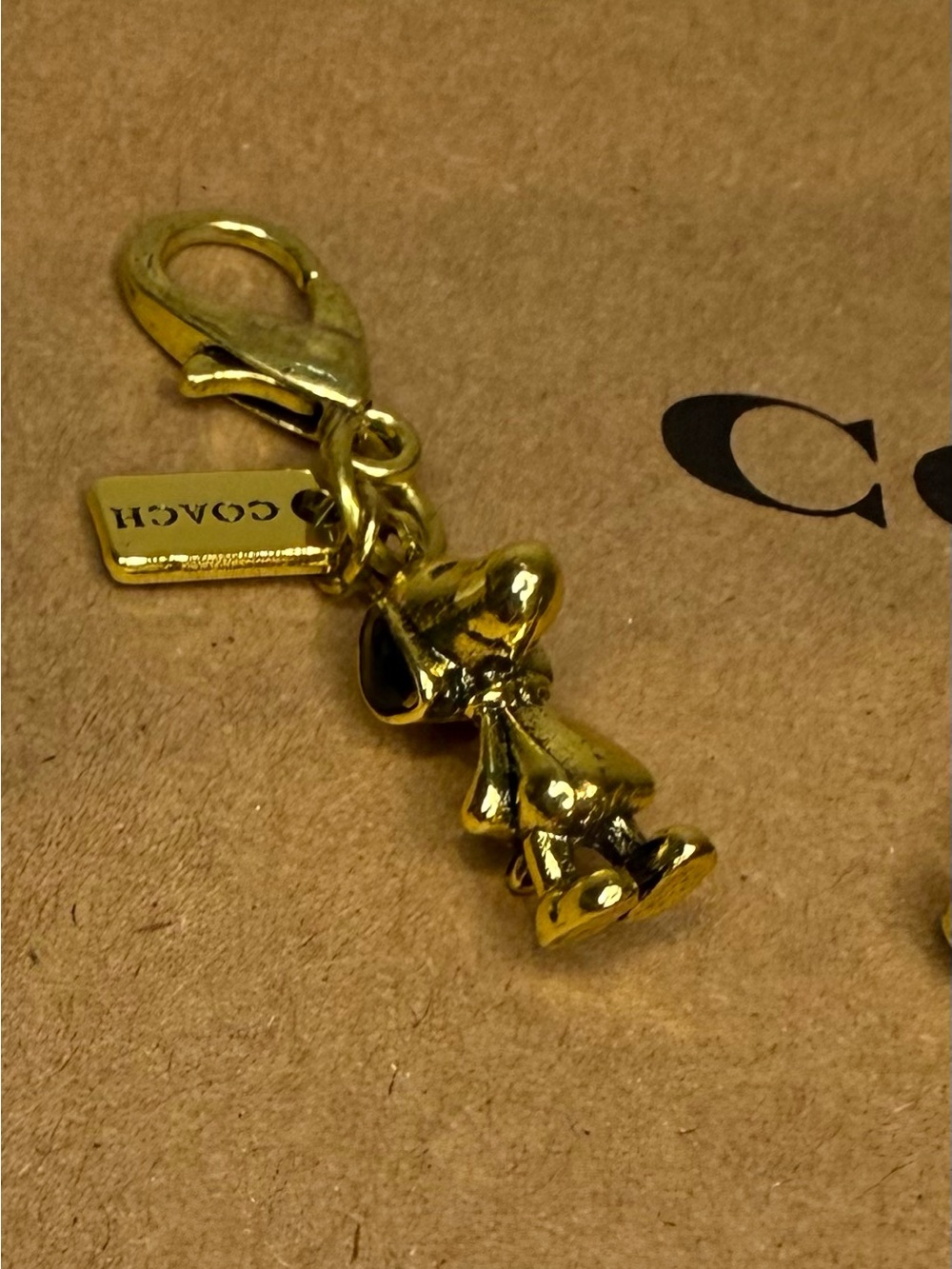 Coach x Peanuts Vintage Gold-tone Snoopy Mini Bag Charm Keychain